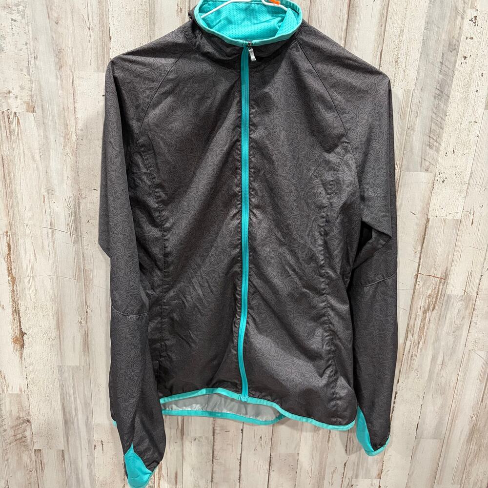 REI Jacket Women S Grey Blue Paisley Performance Full Zip Hiking Pockets Ladies